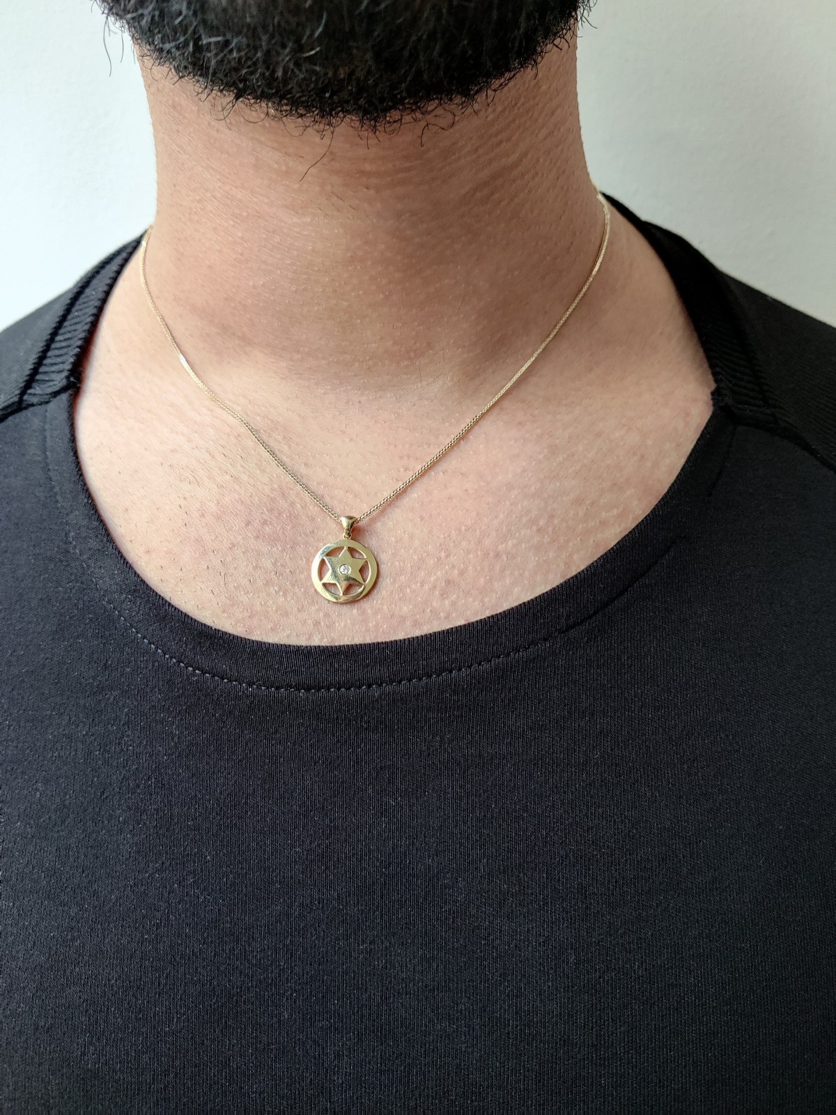 שרשרת מגן דוד עשויה זהב לבן עם דיאמו , מתנות ט"ו באב , א